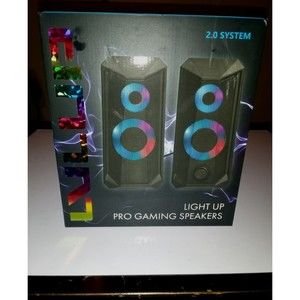 PC Gaming Speakers LED Lights 3.5mm Audio Pro 2.0 System